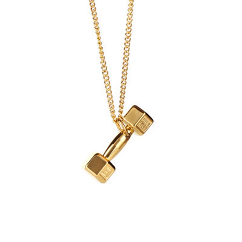 Gloves Pendant Necklaces Barbell Dumbbell Classic Charm Sporty Style Long Chain Necklaces For Male Men Fitness Enthusiast: M022 Gold