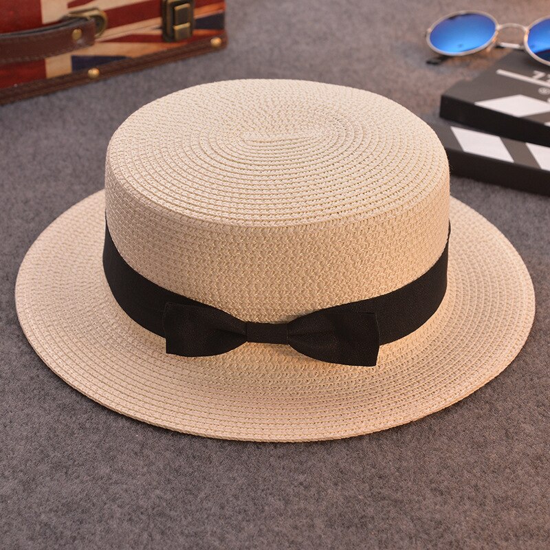 Sonnenhut freundlicher Hütte Sommer Kappe Stroh Hütte Frauen Sommer Mini Krempe Diskette Fedora Strand Kappe: XS / Weiß