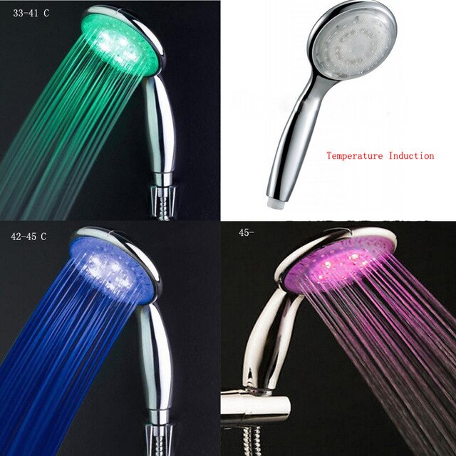 LED Anion Shower SPA Shower Head Pressurized Water - Saving Temperature Control Colorful Handheld Big Rain Shower: 3 Color