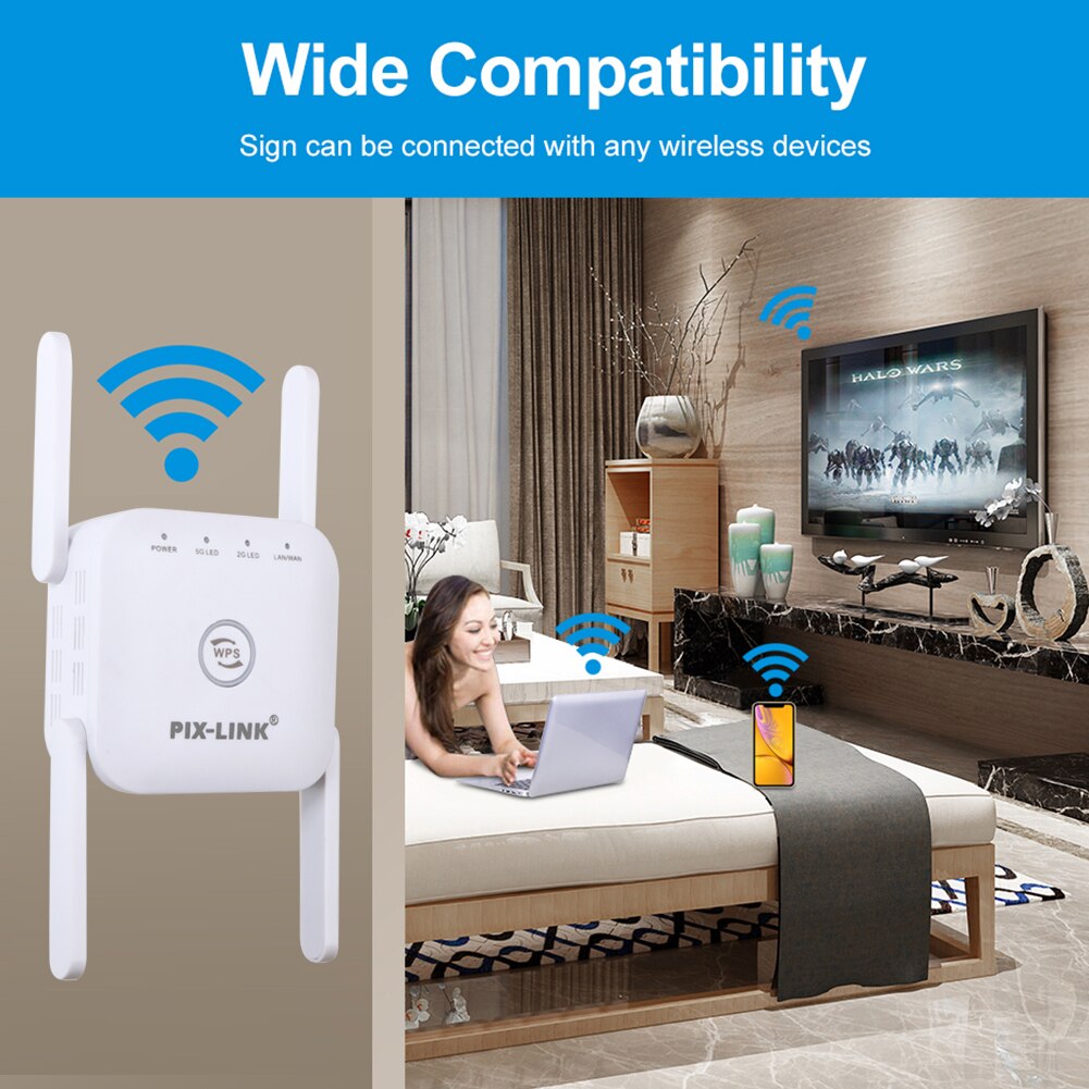 2.4G/5G Wifi Repeater Wifi Extender 1200M Wifi Amplifier Wireless Long Range WiFi Booster Wi-Fi Repeater Signal Wi-fi Extender