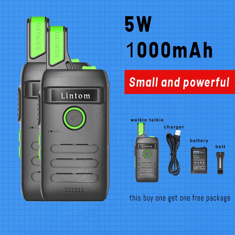 Lintom Walkie Talkie Two Way Radio UHF 16 Channels Two Way Radio for Audlt (Pack of 2): 2pcs  1000mah