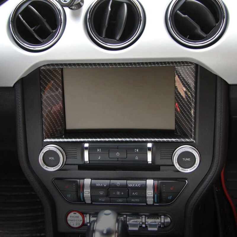 Car Central Control Display Carbon Fiber Sticker, GPS Navigation Panel Screen Frame Cover, for Ford Mustang