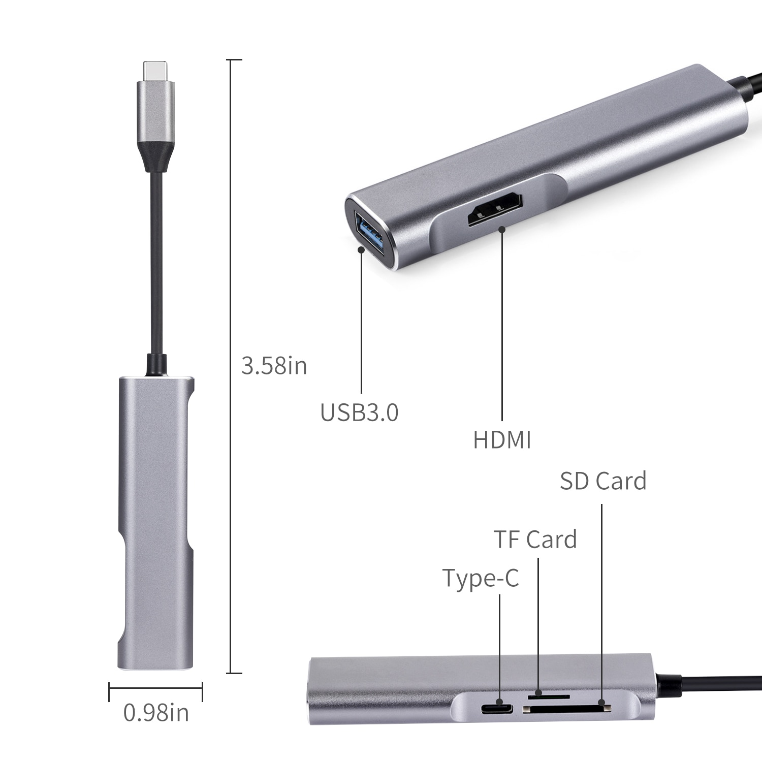 Usb type c usb-c hub til hdmi 4k usb 3.0 tf sd kortlæser thunderbolt 3 dex mode adapter til macbook air pro samsung  s8 s9