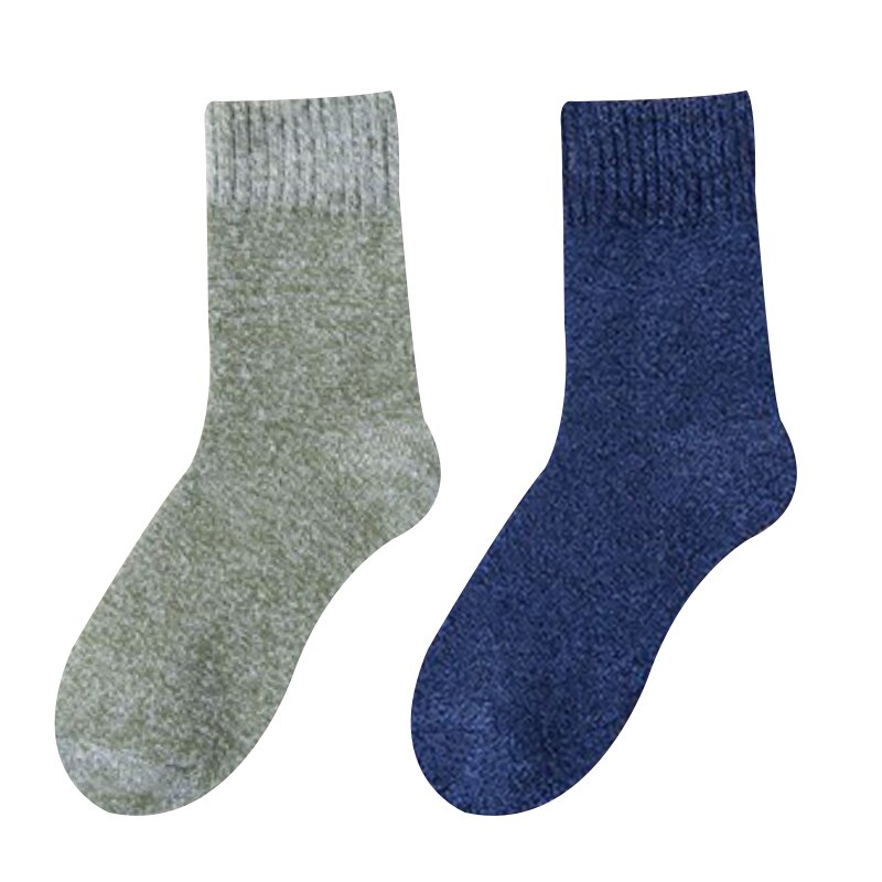 1/2 Pairs Winter Super Thermosocks Thicker Men Socks Harajuku Style Cold Protection Anti-frostbite Snow Outdoor Warm Size39-45: 2 pairs Green Blue