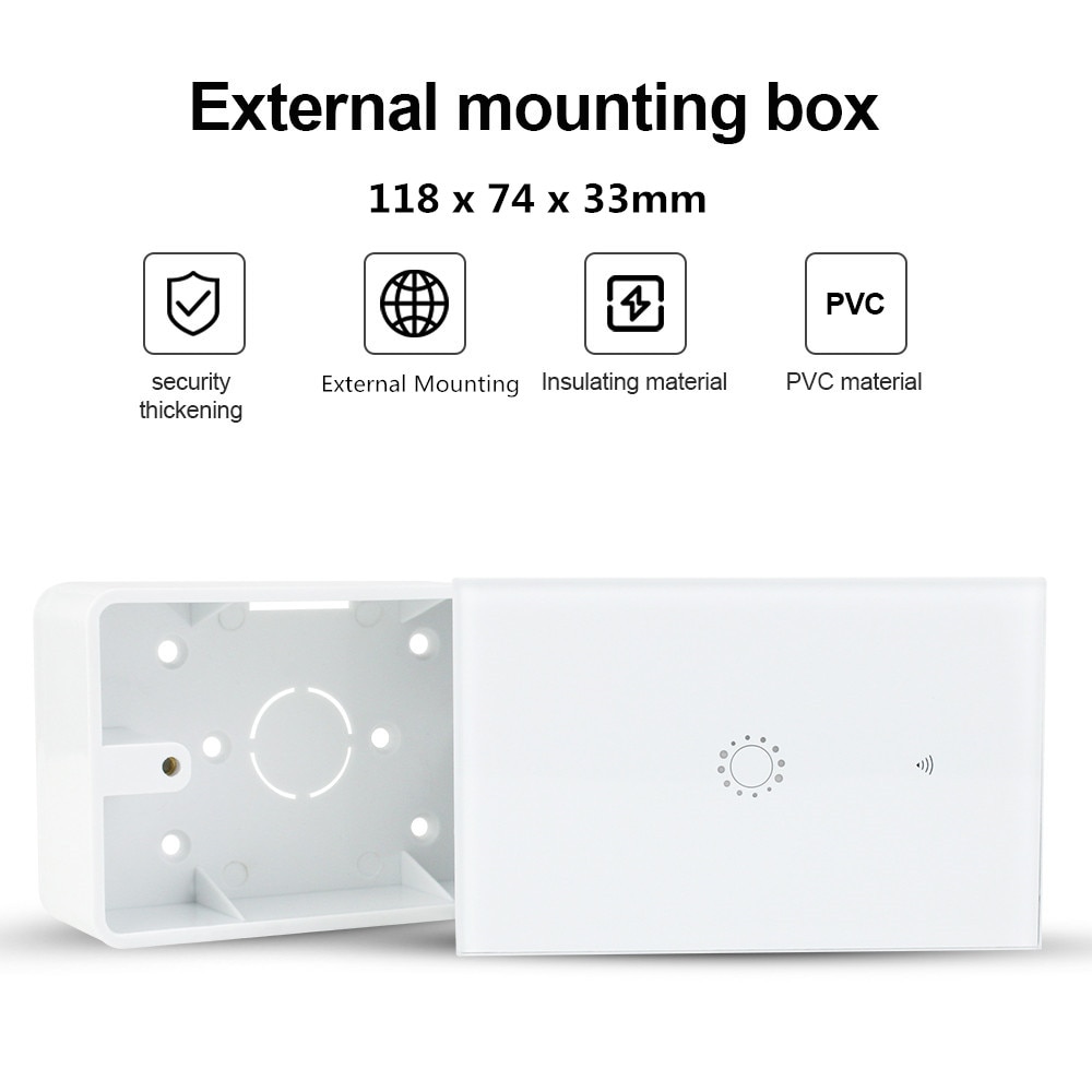Caja de montaje de superficie externa con enchufe táctil estándar de EE. UU., ignífuga, Material de PVC, caja trasera de Interruptor blanco tipo 118