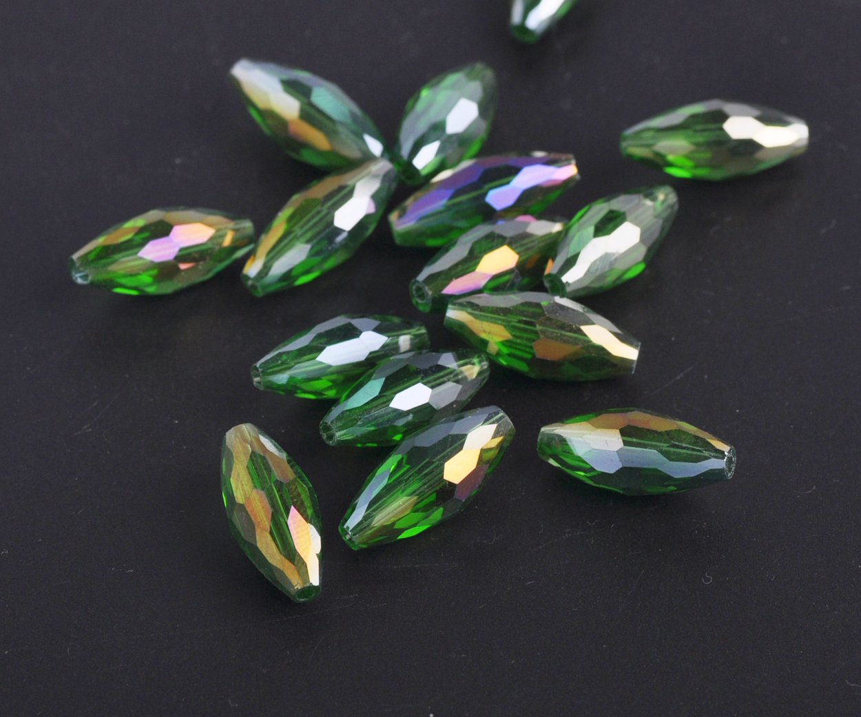 Cuentas artesanales sueltas de cristal de corte facetado de tubo ovalado de 18x8mm para fabricación de joyería DIY