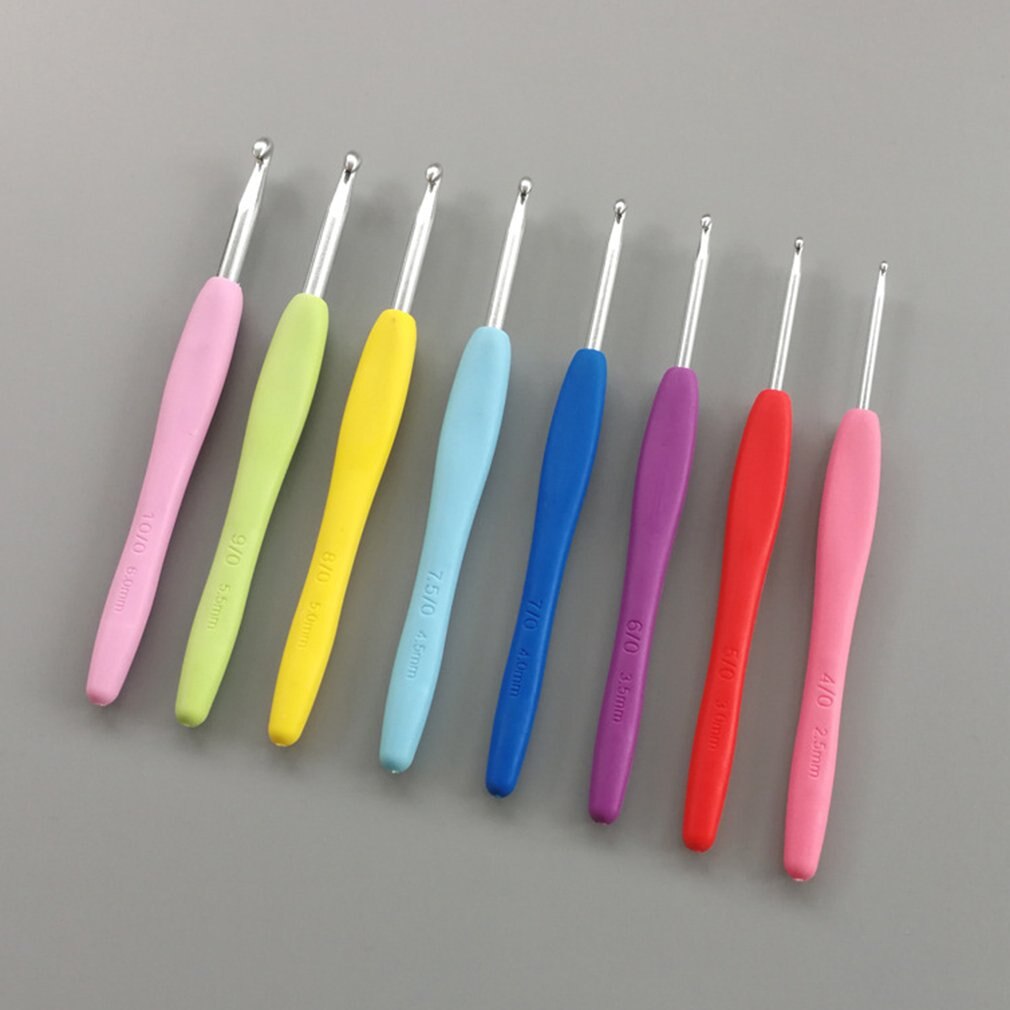 Multicolor Handle Aluminum Crochet Hooks Knitting Needle Set Yarn Sweater CraFT Tools Handle Crochet Hook