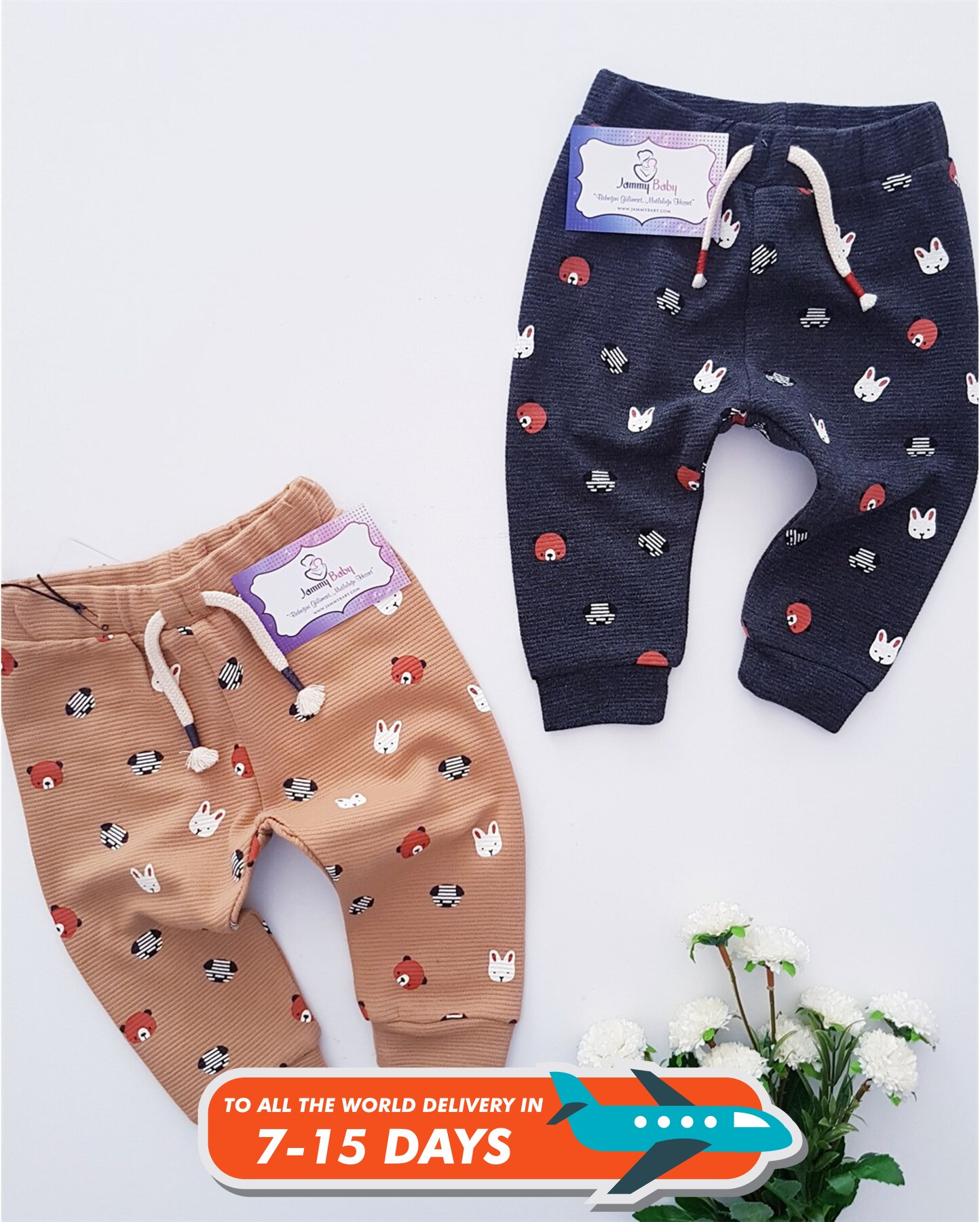 Pantalones de algodón para niñas y niños, pantalón popular de 2 piezas, con cintura elástica gruesa, de otoño