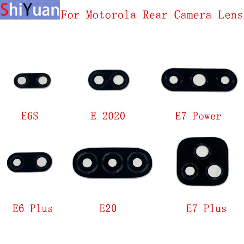 2Pcs Arrière Caméra Lentille En Verre Pour Motorola Moto E6S E E7 Puissance E4 E5 E6 Jouer E7 Plus E20 E30 E40 E4 D&#39;objectif En Verre D&#39;appareil-photo