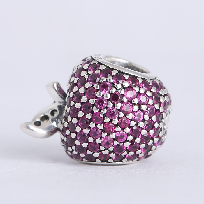 de Printemps 925 en argent sterling apple charmes avec fantaisie rouge & vert clair cz Adapté pour Bracelets Porte-Bonheur
