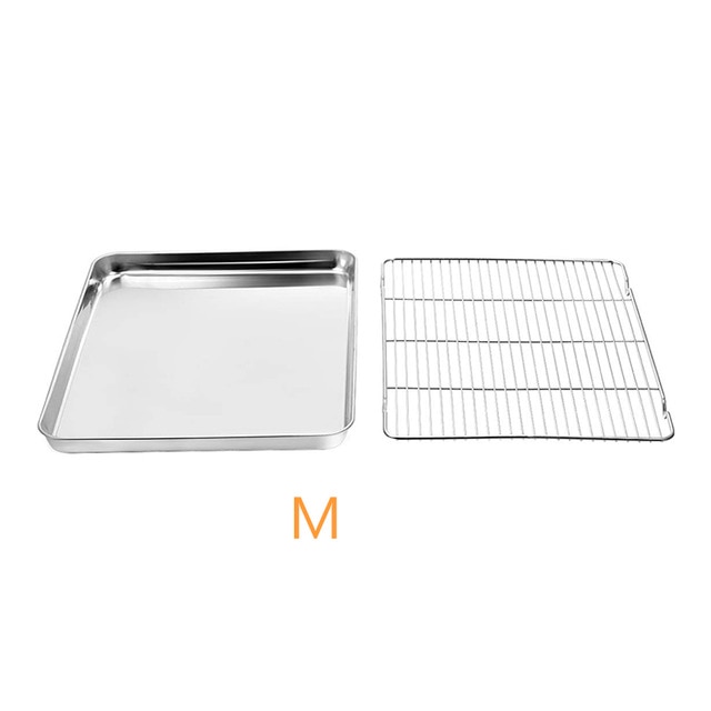 Baking Tray with Removable Cooling Rack Set Stainless Steel Pie Biscuit Cookie Macaroon Pastry Baking Pan Sheet Used for Oven: Light Green