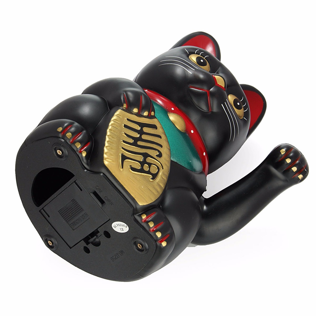 1 st 17.85m stora svarta klassiska lyckliga rikedom elektriska blink katt vinkande katt vinkar maneki feng shui hantverk heminredning