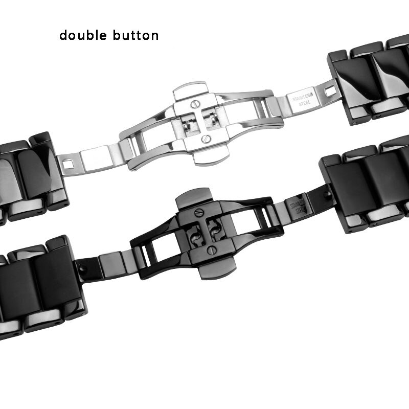 22mm 24mm Ceramic watchband black wristband glossy and matting bracelet for AR1451 1452 men's watch accessories
