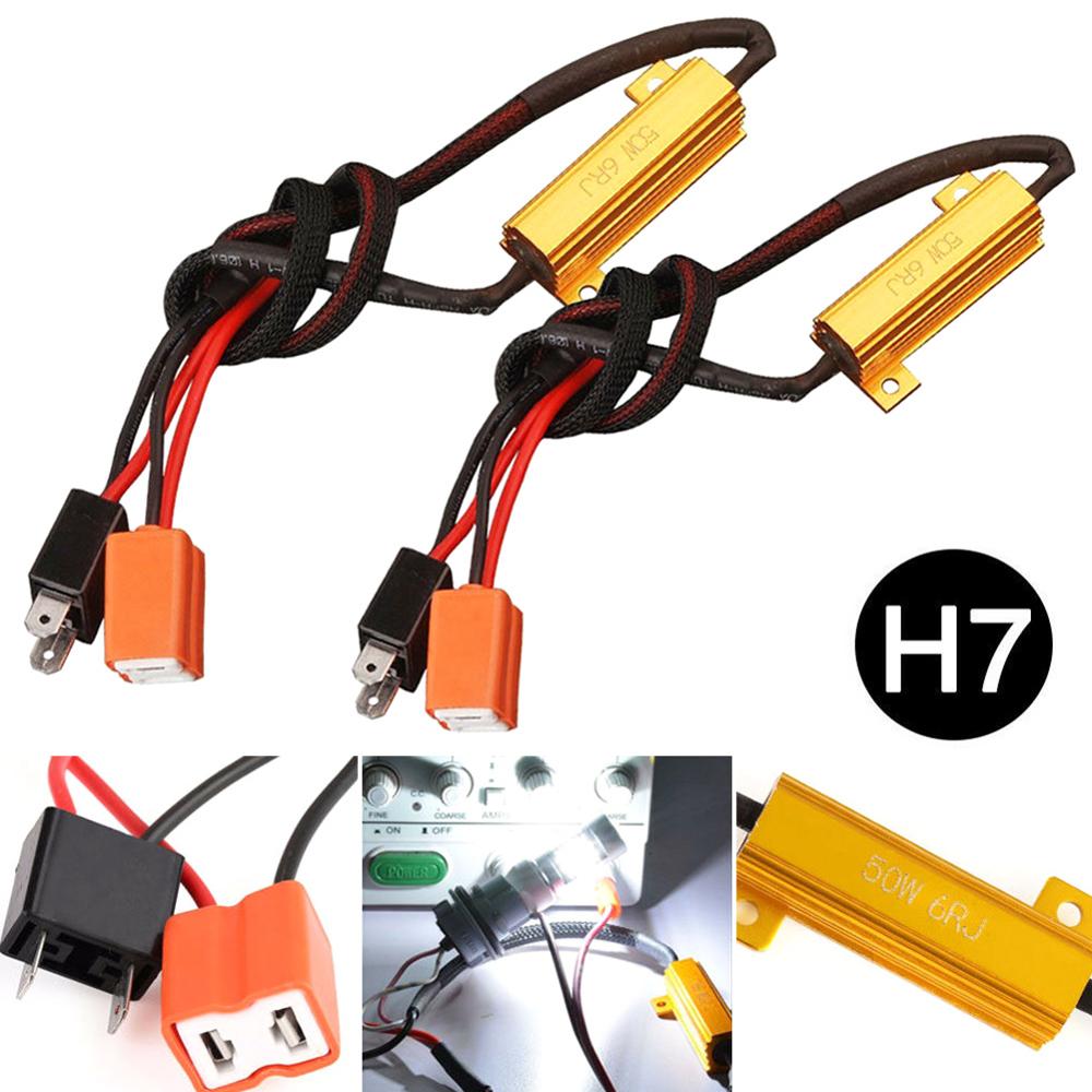 2 uds H7 50W 6Ω LED Canbus resistencia de carga advertencia decodificador de cancelador libre de Error luz LED coche resistencia de carga DC 12V Auto Accesorios