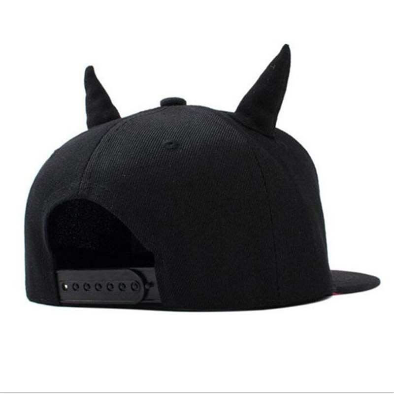 1PC Men Women Black Cotton Punk Horn Baseball Cap Hip-hop Hat Snapback Cap With Horns