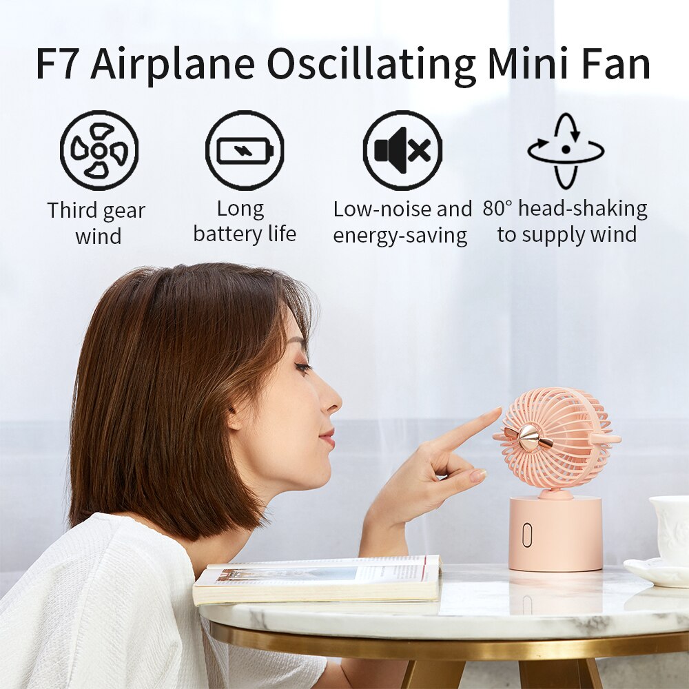Aircraft Shape USB Desktop Fan Personal Portable Cooling Fan with 360 Rotation Adjustable Angle for Office Household Traveling