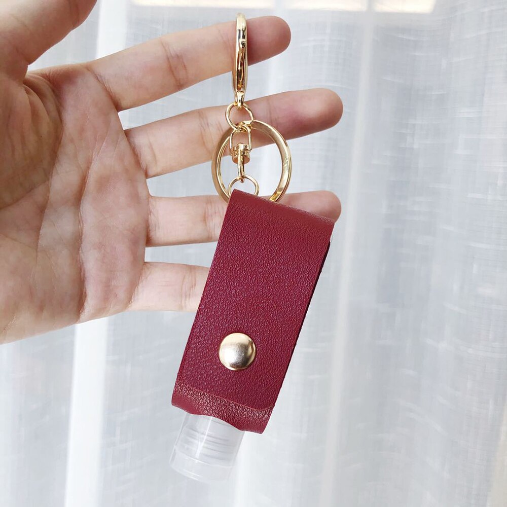 Disinfect Hand Sanitizer Leather Keychain Holder Travel Bottle Refillable Containers 30ml Reusable Bottles With Keychain Carrier