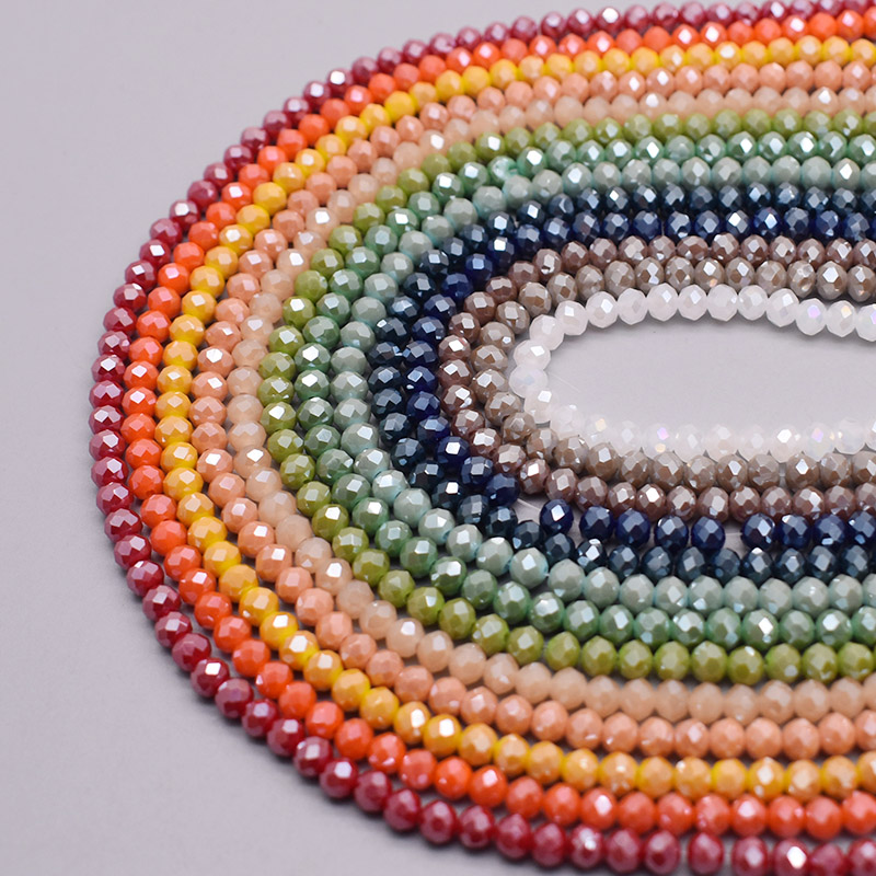 Shiny Color 4mm Rondelle Crystal Glass Beads Faceted Loose Spacer Glass Beads for Jewelry Making DIY Bracelet