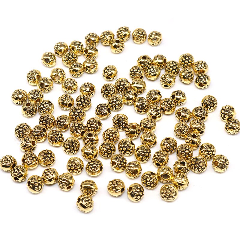 5MM 100pcs material Tibetan Silver plated Beads Silver Plated Spacer Loose Beads Handmade For charm beads Jewelry Making: Gold