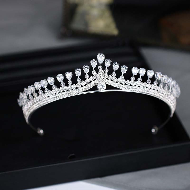 FORSEVEN Frauen Strass Zirkon Königin Braut Krone und Diademe Braut Diadem Hochzeit Party Kopfschmuck Haar Schmuck Ornamente JL