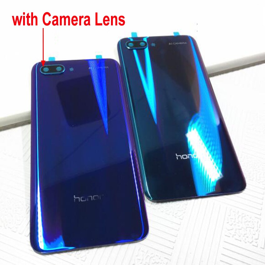 Melhor porta traseira de bateria, porta com fita adesiva e capa traseira para huawei honor 10 honor10 + vidro lente da câmera,