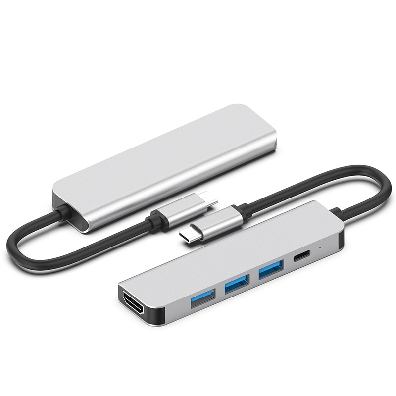 5 In 1 Multi USB C HUB 4K Zu HDMI-kompatibel VGA USB Audio Adapter Für MacBook Typ C HUB Schnelle Lade Docking Station Für Laptop