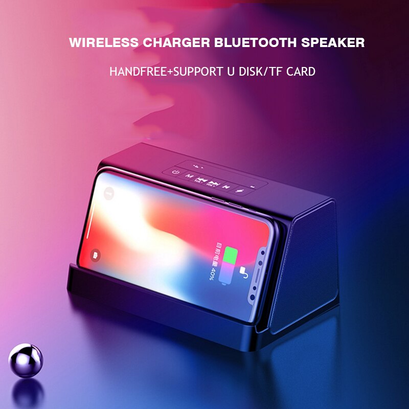 Stereo Bluetooth Speaker Draadloze Oplader Voor Smartphone Draagbare Bass Power Bank Klankkast Snel Opladen Voor Iphone X 8