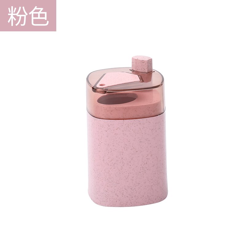 Automatic Toothpick Holders Container Wheat Straw Household Table Toothpick Storage Box Toothpick Dispenser Table Decoration: PinkSquare