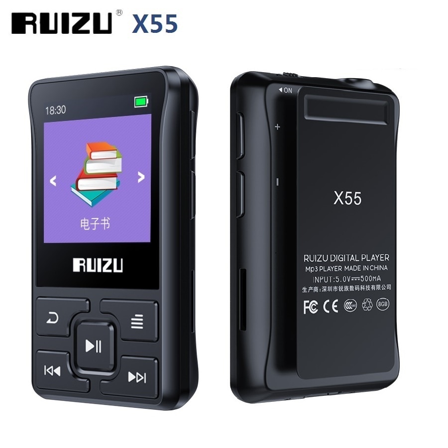 Ruizu-reproductor MP3 X55 Sport con Bluetooth, Mini Clip portátil de 8GB, reproductor de música MP3, compatibilidad con FM, grabación, E-Book, reloj, podómetro, novedad