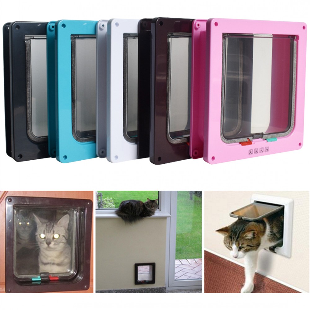 S-XL 4 Way Afsluitbare Hond Kat Kitten Deur Beveiliging Flap Deur Abs Plastic Intellgent Controle Deur Dier Kleine Kat hond Poort