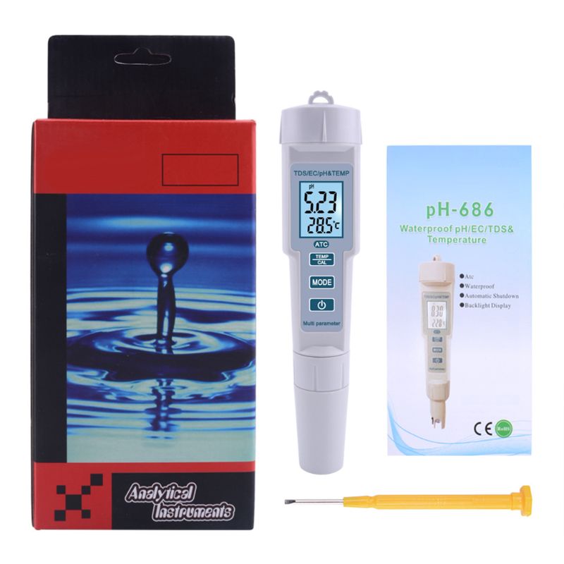 4 in 1 ph/ /ec/temperatuurmeter ph-meter digitale watermonitortester