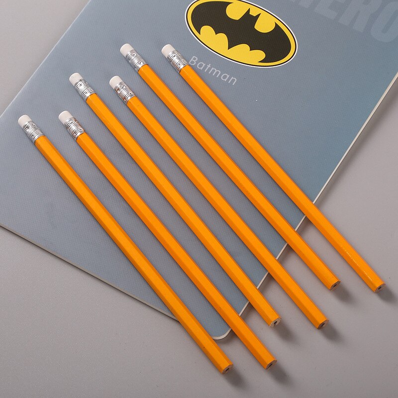 6 Pcs Simple wood pencil wood HB Core pencil white rubber pencil Student school pencil