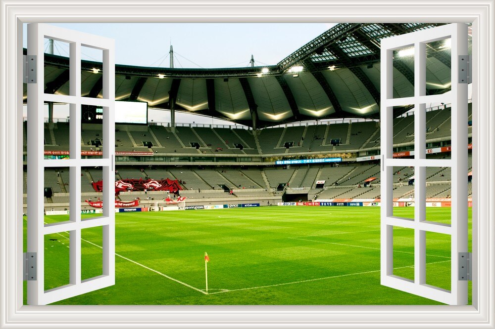 Eine Stück3d Fenster Zauberstab Aufkleber FußBall FußBall Spielplatz Sport Selbst-Klebstoff Aufkleber Moderne Zauberstab Kunst Schlafzimmer Wohnzimmer Dekor: 2 / 60x90cm 24x36Zoll