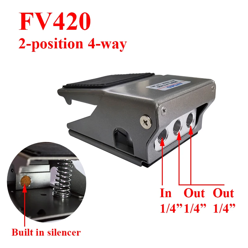 FV320 FV420 4F210-08GL With Lock Cylinder Control Switch 2 Position 5 Way Air Pneumatic Foot Pedal Reversing Valve: Red / 1/2"