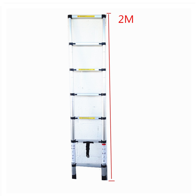 2-meter portable telescopic ladder aluminum single button telescopic ladder aluminum alloy multifunctional household T