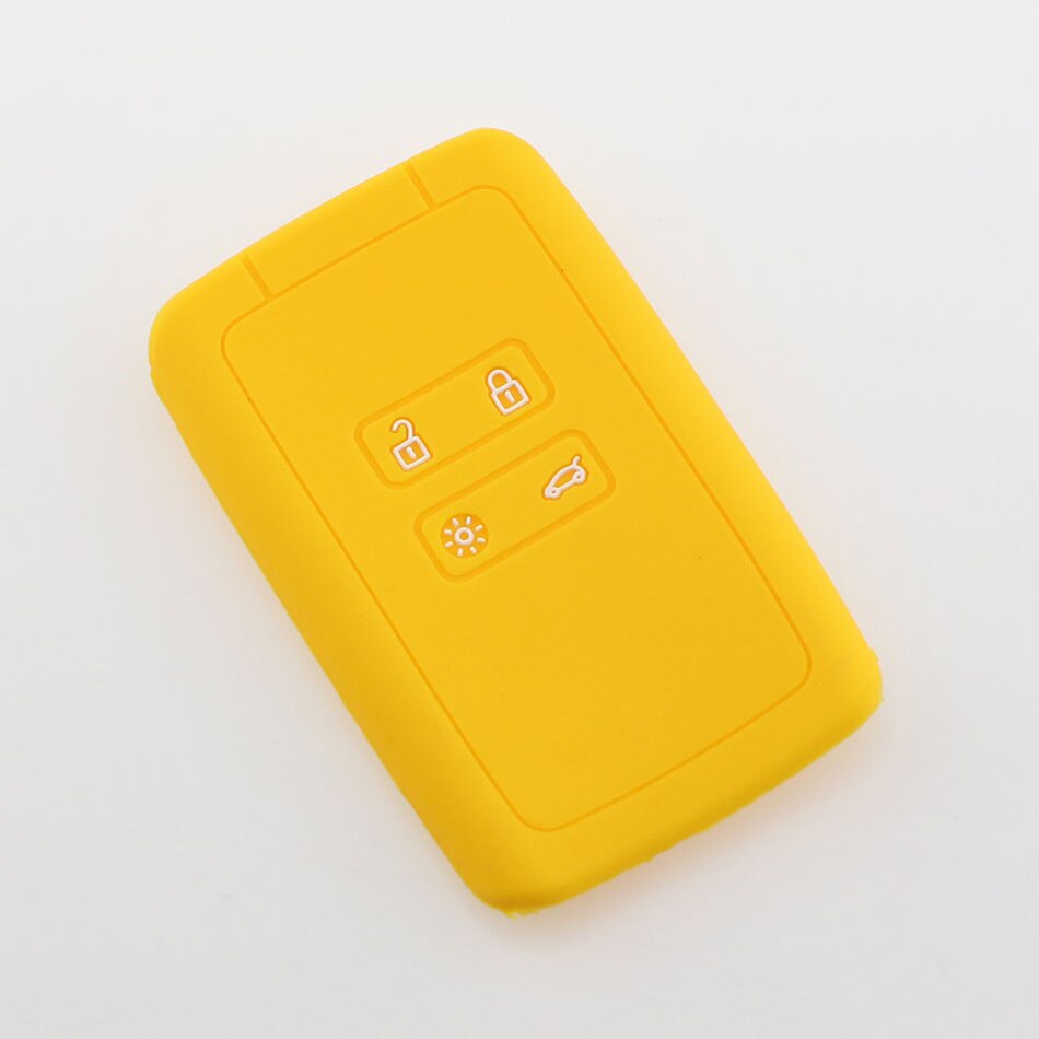 Silikone nøgle fob cover cover til renault talisman captur espace clio megane koleos scenic 4 card remote keyless: Almindelig gul