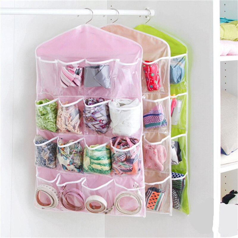 Over Door Transparent Pouch Bag 16 Pocket Over Door Hanging Bag Shoe Toy Hanger Storage Jewellery Organizer