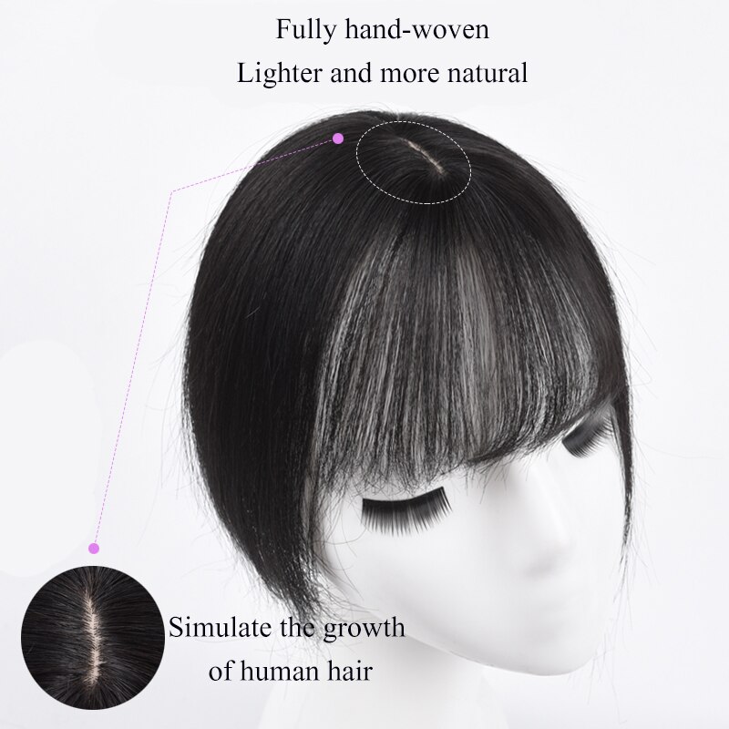 AOSI, flequillo de aire 3D, negro, marrón con cuernos, síntesis resistente al calor, Clip Invisible sin costuras en la extensión del cabello para mujeres y niñas