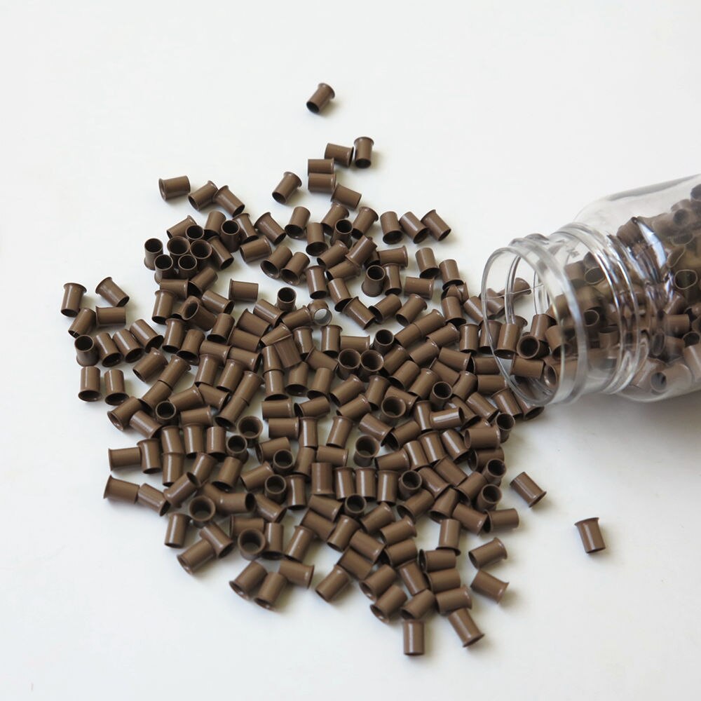 1000 Stks/partij 4.0X3.6X6.0Mm Bruin Koperen Buis Micro Ring Euro Sloten Voor Pre-gebonden human Hair Extensions 8 Kleuren Optie