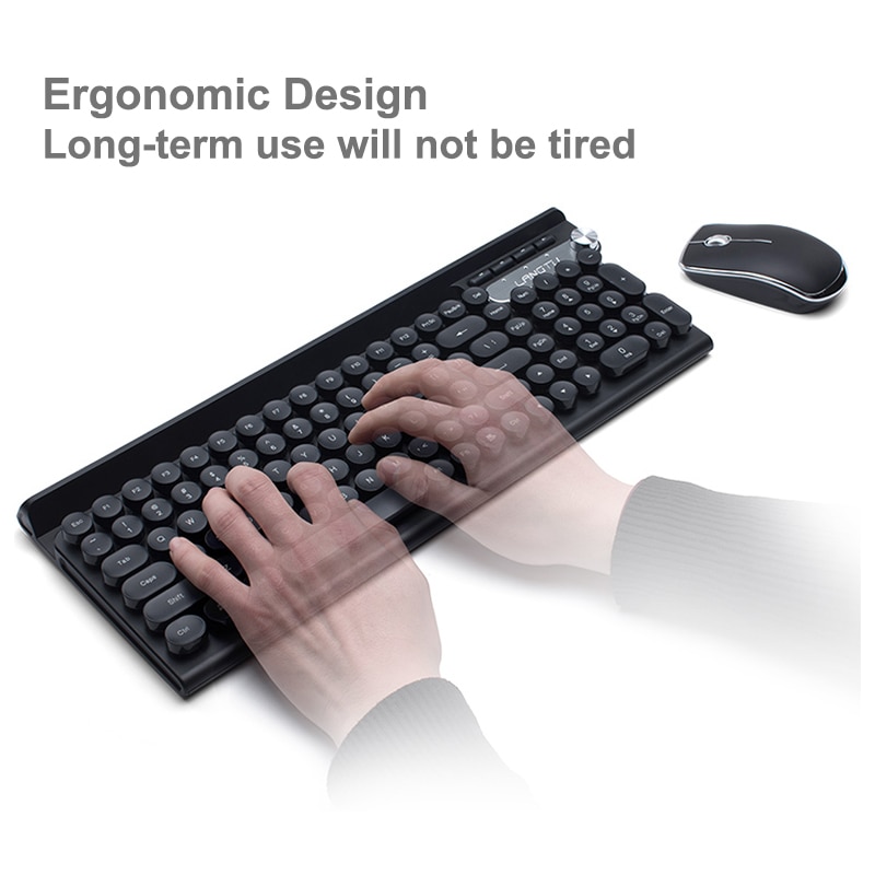 Rechargeable Wireless Keyboard Mouse Set Retro Punk Keyboard Waterproof Multimedia Groove Computer Gaming Keyboard Mouse