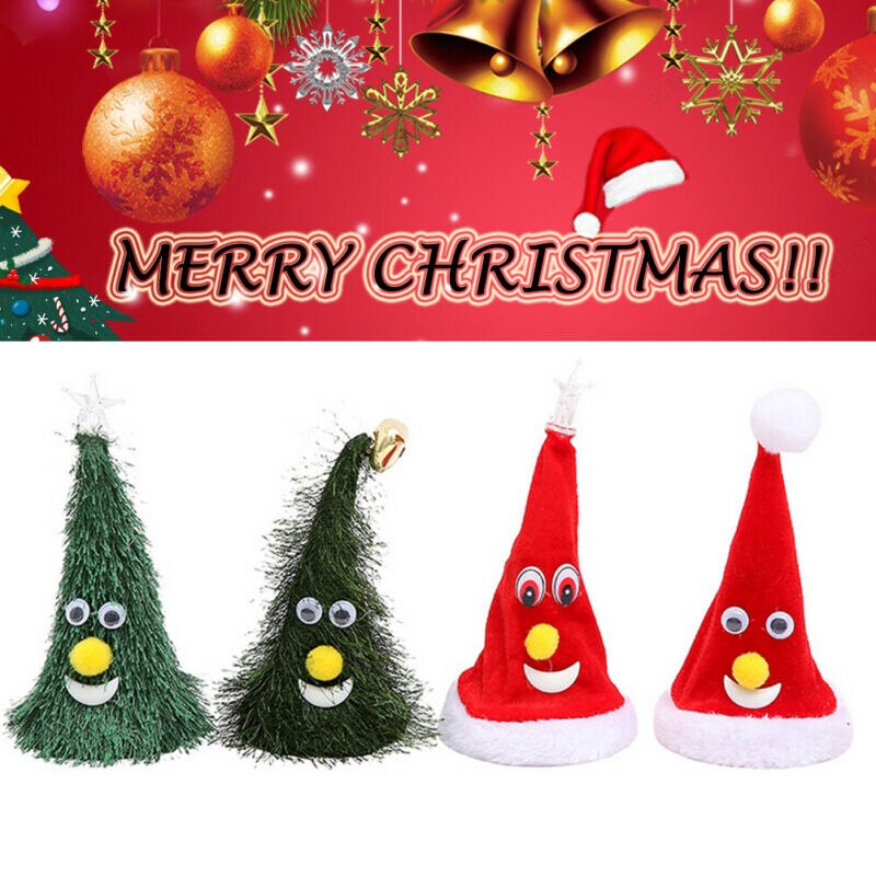 Nyeste jule flash træ xmas hat med stjerneklokker rystende hat musik leg børn jul