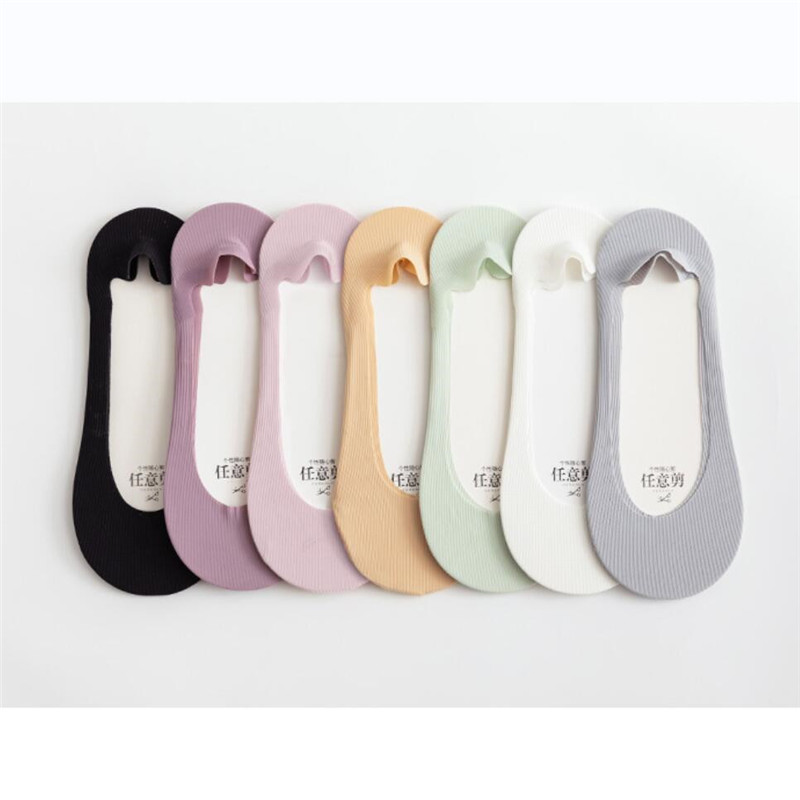 Calcetines invisibles de barco para mujer, medias finas de seda de hielo, boca poco profunda, parte inferior de algodón, sin Talón de deslizamiento, 5 pares