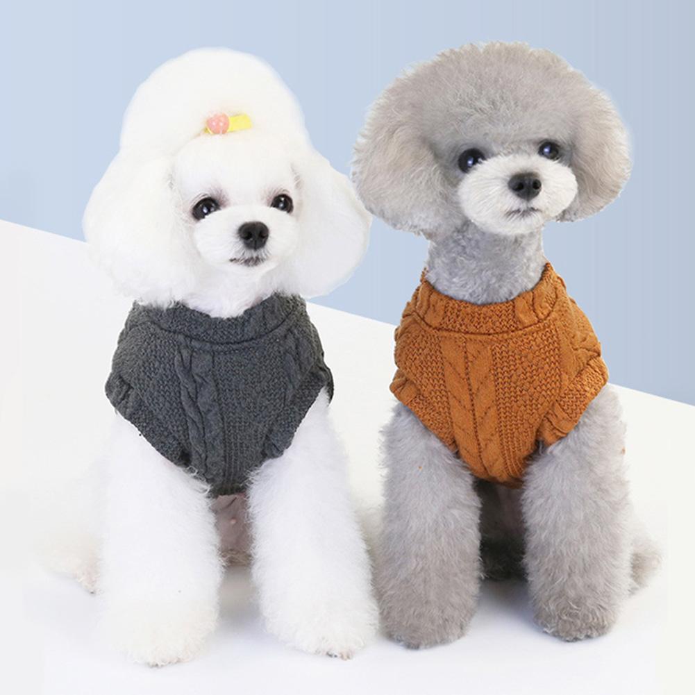 Varm kæledyrstrøje vintertøj striktrøje vinter efterår varm hund hvalpevest sweater strikket tøj dyrekostumebeklædning