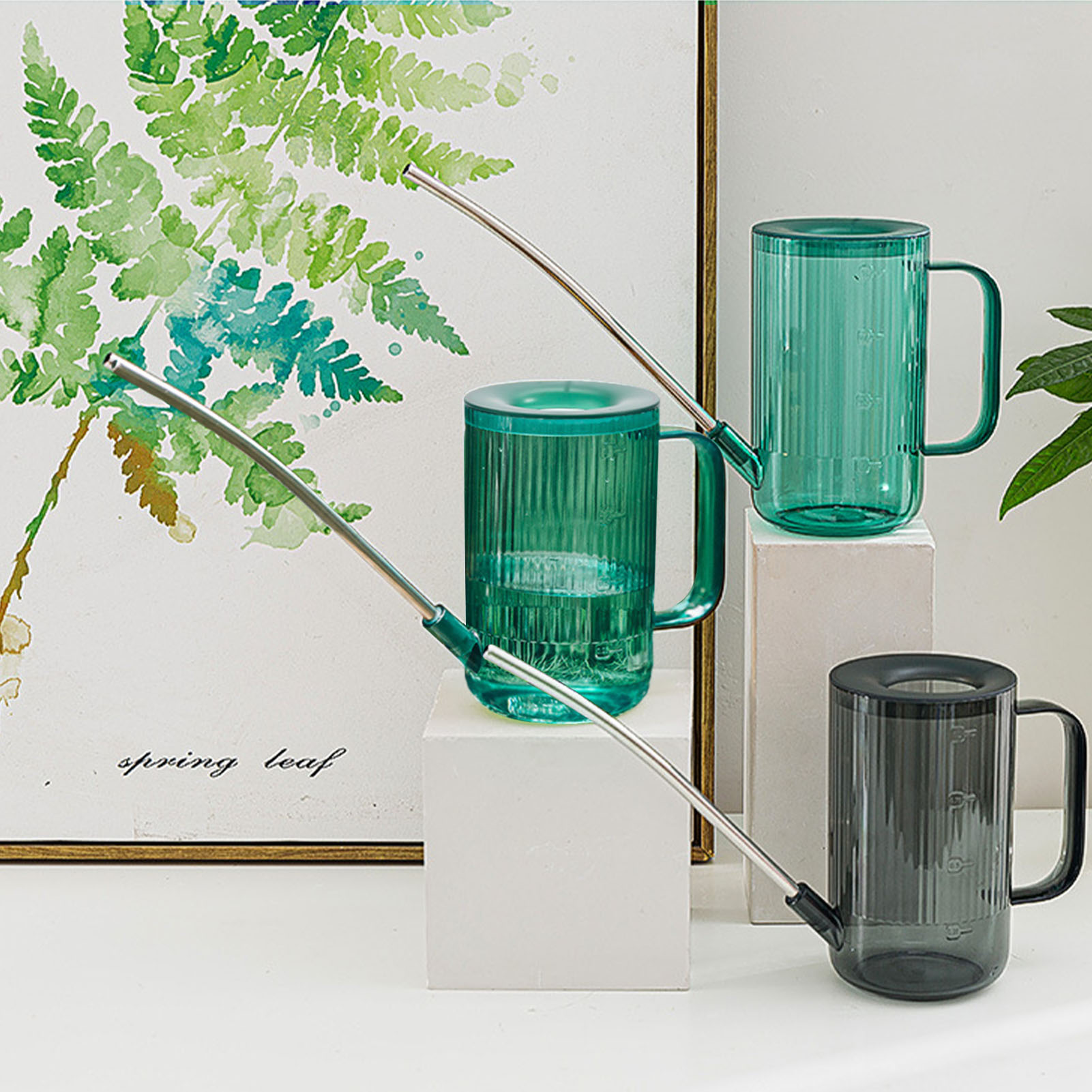 1L Long Mouth Watering Can Pouring Pot Watering Can Watering Flower Plants Shower Removable Watering Device Garden Tool