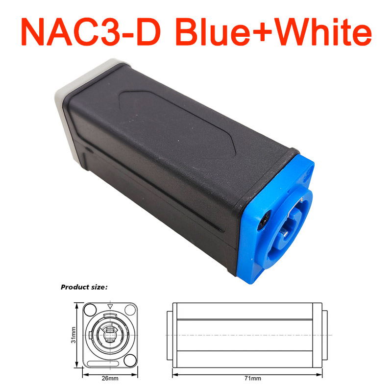 1pc LED PowerCon AC Coupler Adapter Extender connector Speakon Panel mount straight adapter Blue White: army green