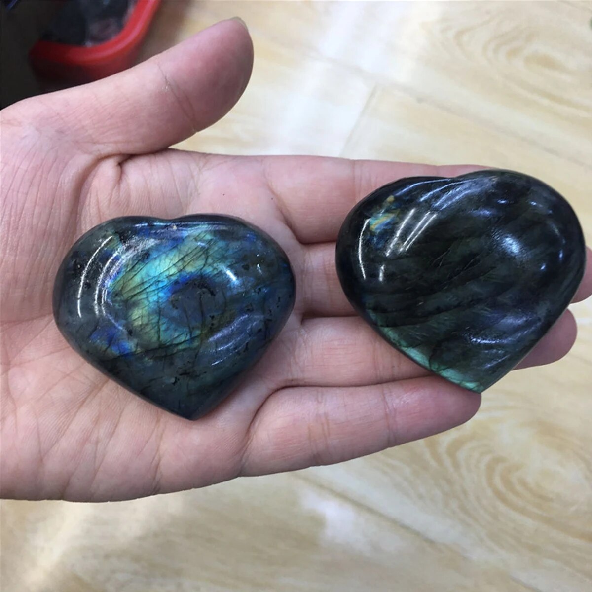 2 unids/set labradorita Natural llamativa cabujón forma de corazón labradorita piedra plana piedra preciosa pulida suave 3CM: Blanco
