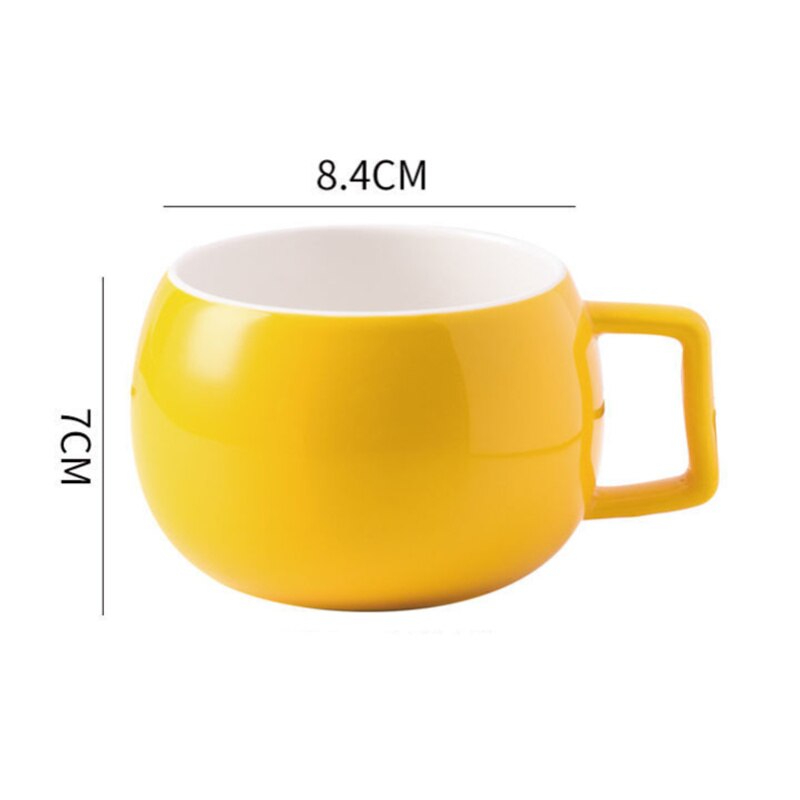 Taza redonda de amarilla, herramienta de beber de cerámica ecológica moderna para oficina, té, leche, café, taza de 350ml, venta directa, J494