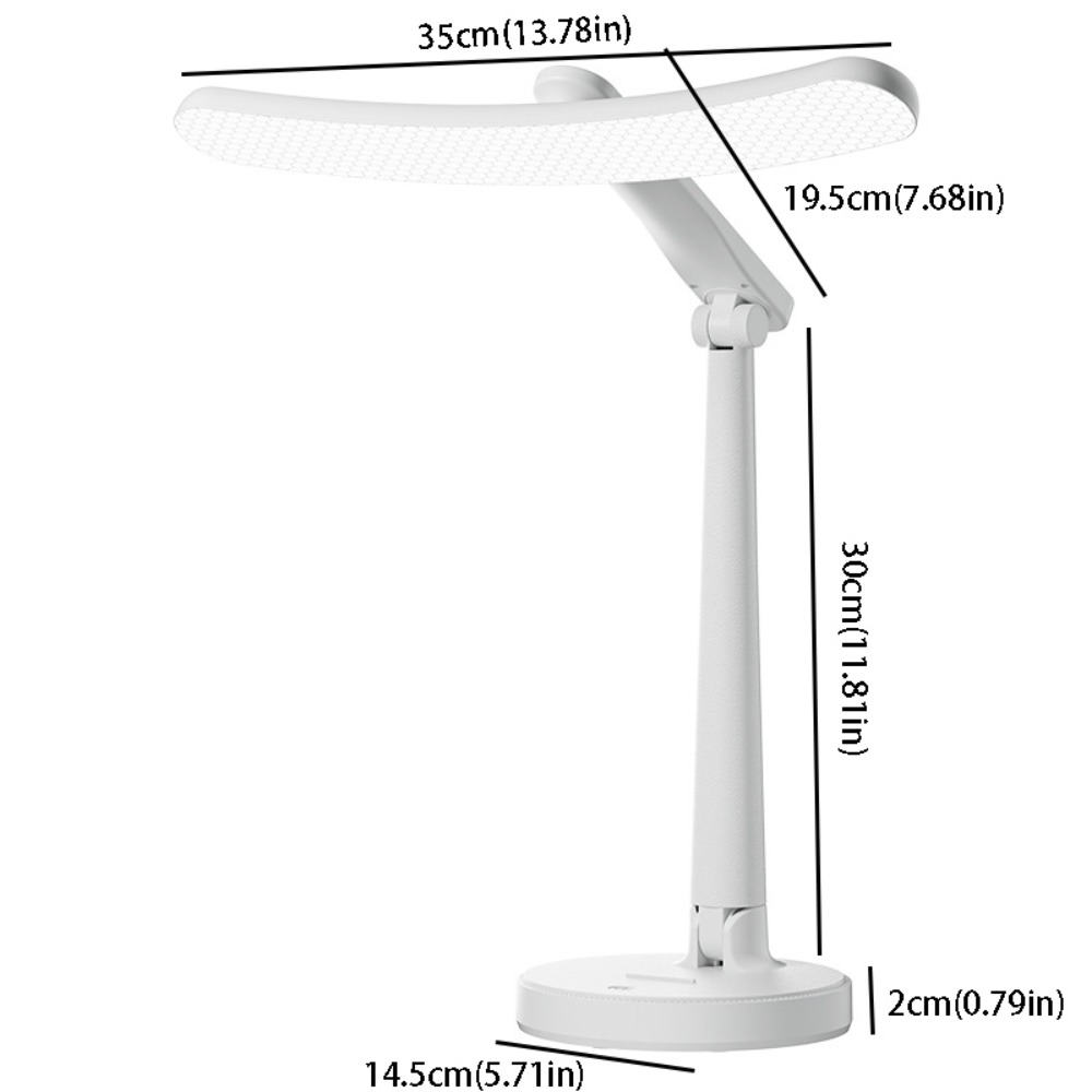 3 dimbare led bureaulamp met inklapbare oogbescherming, witte kleur, aanraakschakelaar, usb-oplaadbaar.: Default Title
