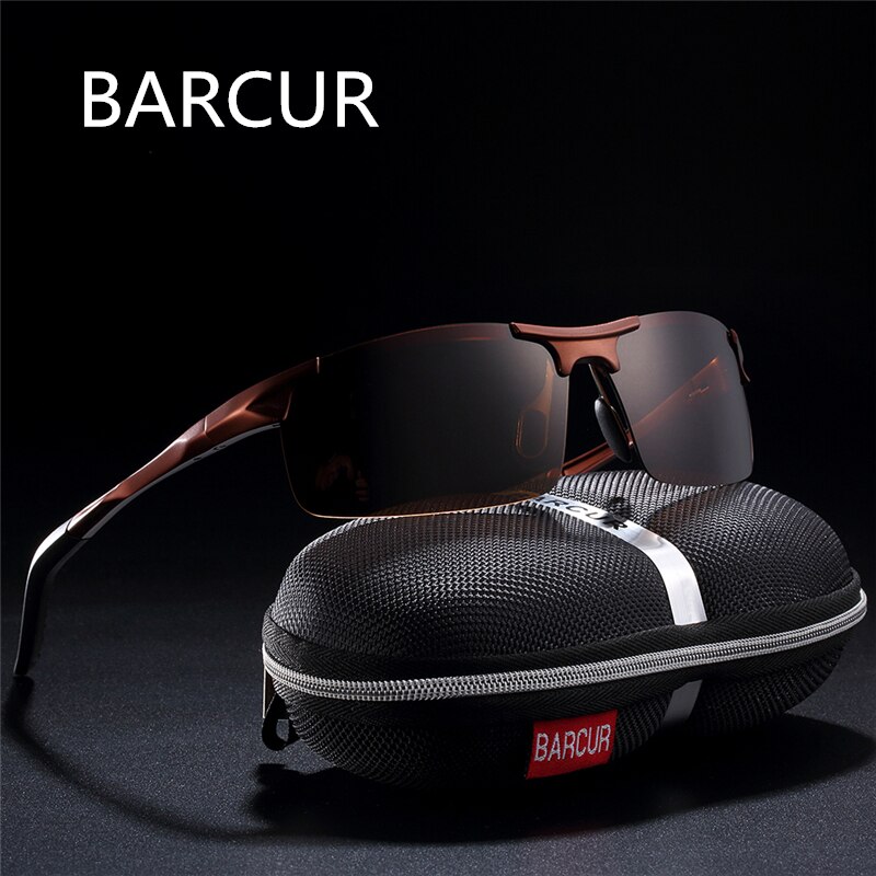 BARCUR Klassieke Aluminium Zonnebril Mannen Vrouwen Gepolariseerde Anti-Reflecterende zonnebril Man Oculos De Sol Shades