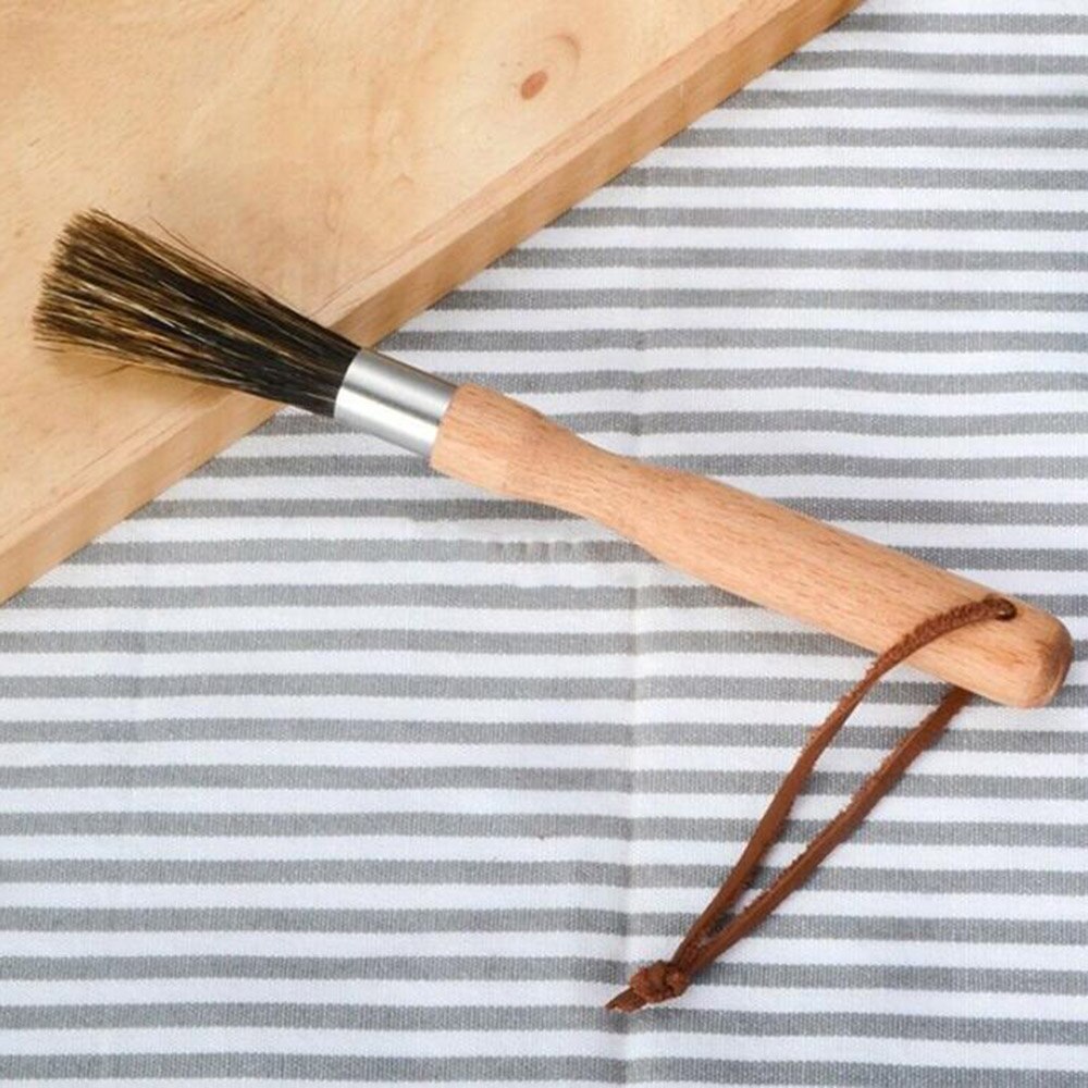Lang trehåndtak børste kaffekvern rengjøringsbørste med snor kaffekanne børste rengjøringsverktøy til barista hjemmekjøkken